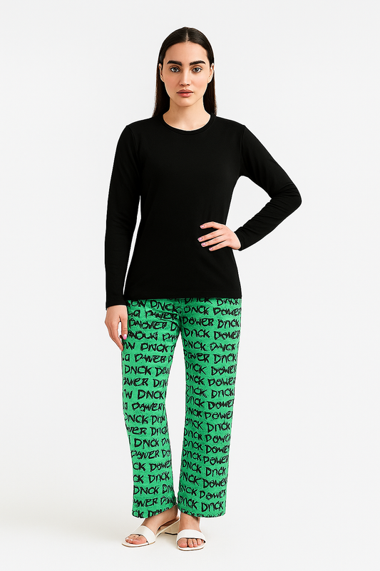 Bold Black & Neon Green Night Suit – DNCK Graffiti Print