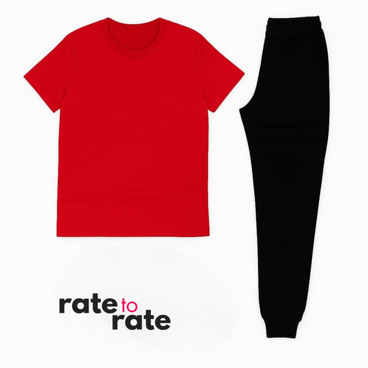 Red Tee + Black Trouser Set