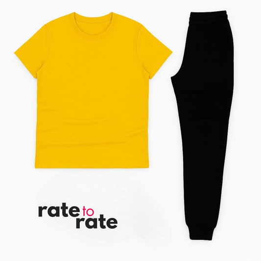 Yellow Tee + Black Trouser Set