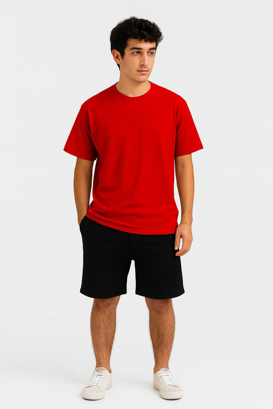 Red Tee + Black Shorts  Set