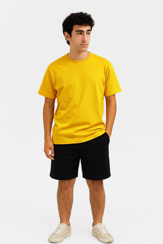Yellow Tee + Black Shorts  Set