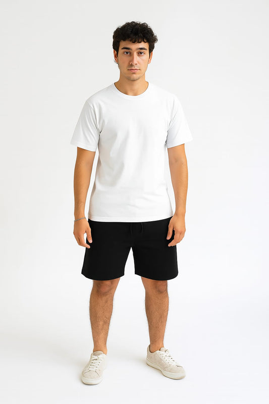 White Tee + Black Shorts Set