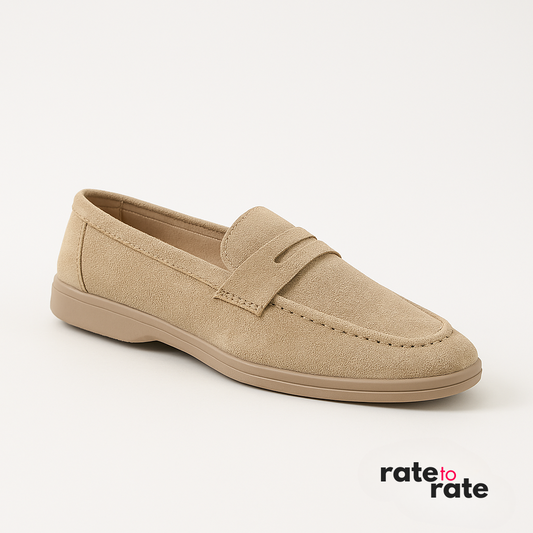 Beige Suede Loafers